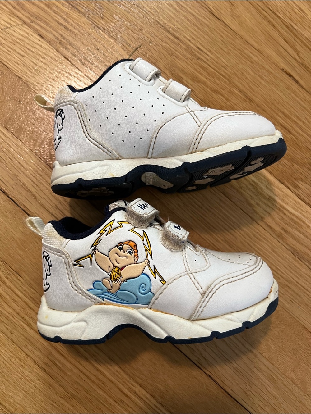 Vintage Y2K Baby Hercules Tennis Shoes, Toddler Size 6c, White Blue, Hero